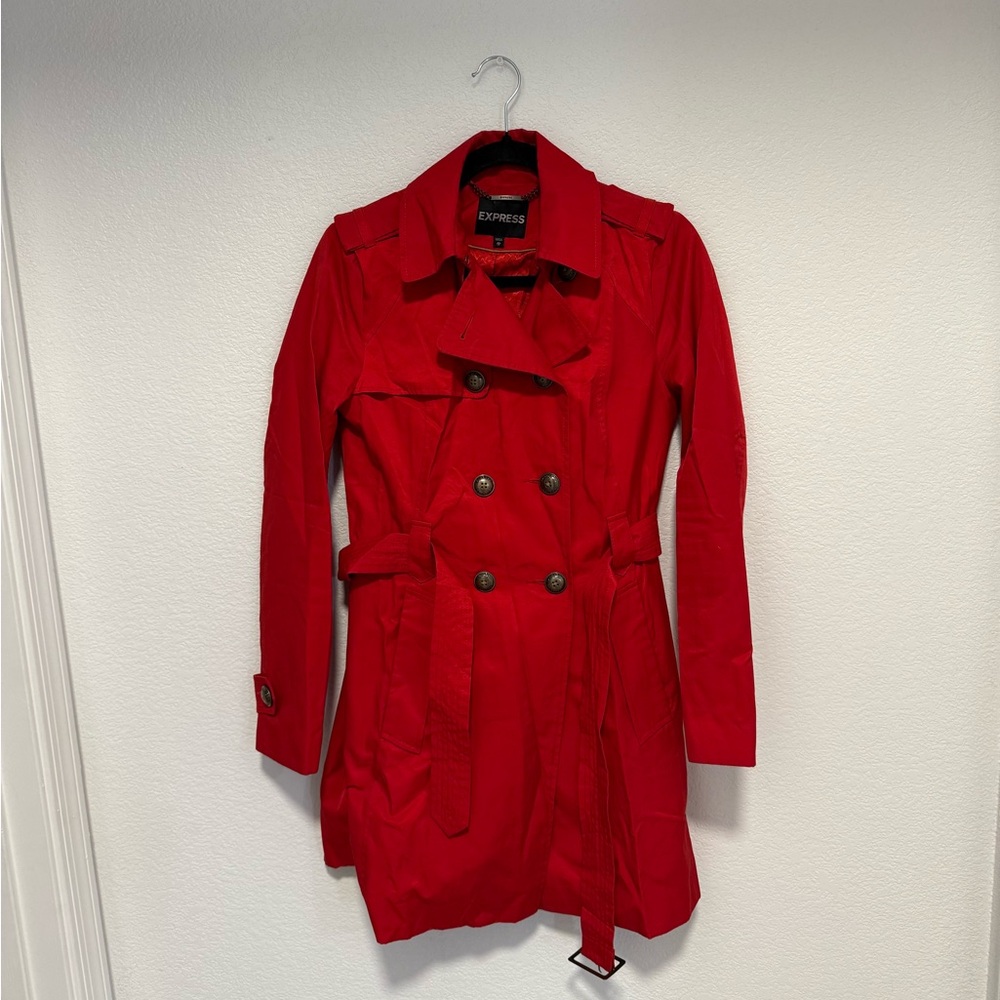 Express Bold Red Women's Trench Coat